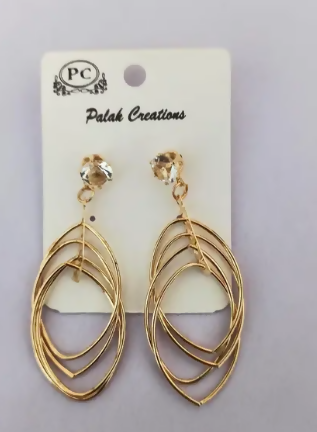 Trendy Gold Plated Big Multiple Hoops in One Long Earring