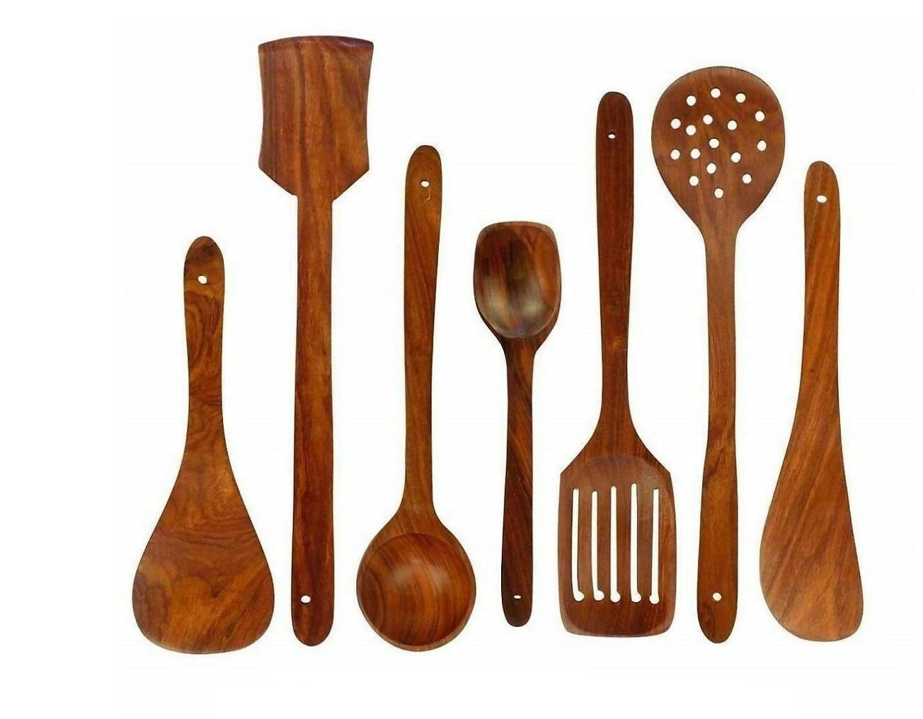 wooden cooking kitchen tools handmade and silicon spatula brush (Combo of 9 pcs)