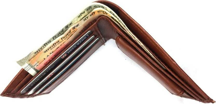 Men Tan Artificial Leather Wallet (5 Card Slots)
