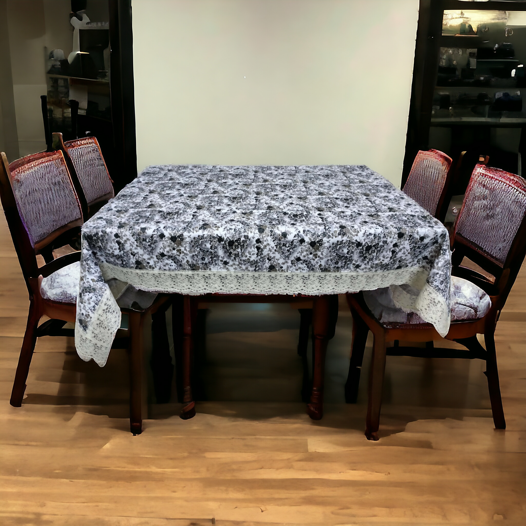 Mopak Decor 3D Printed Table Cover with Lace – Medium (40x60) for 4-Seater & Large (60x90) for 6-Seater – Rectangular Dining and Centre Table Cloth
