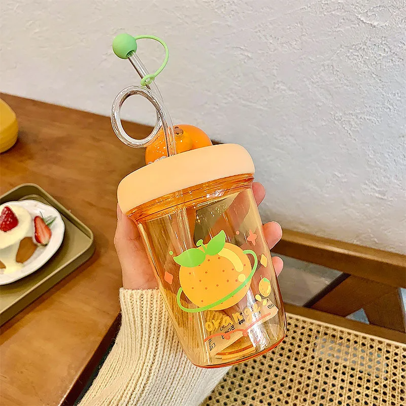 Adorably Fruit Themed ! 390mL Water Bottle/Cup with Straw