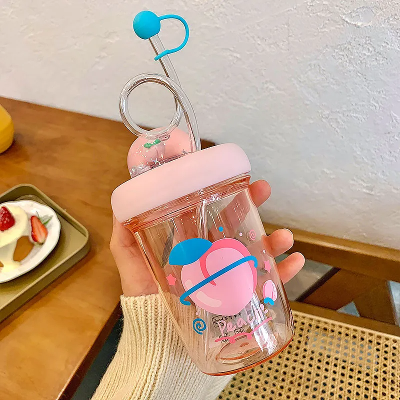 Adorably Fruit Themed ! 390mL Water Bottle/Cup with Straw