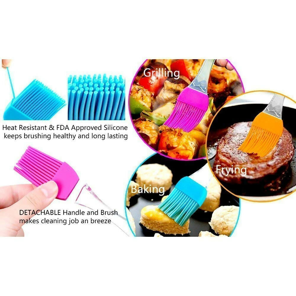 Silicone Flat Pastry & Oil Cooking Brush (Multi-Color)