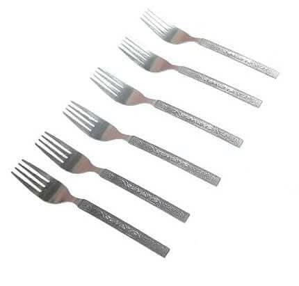 6 spoons and 6 fork total 12 pcs Stainless Steel Dinner Table Spoons & Forks (Pack of 12)