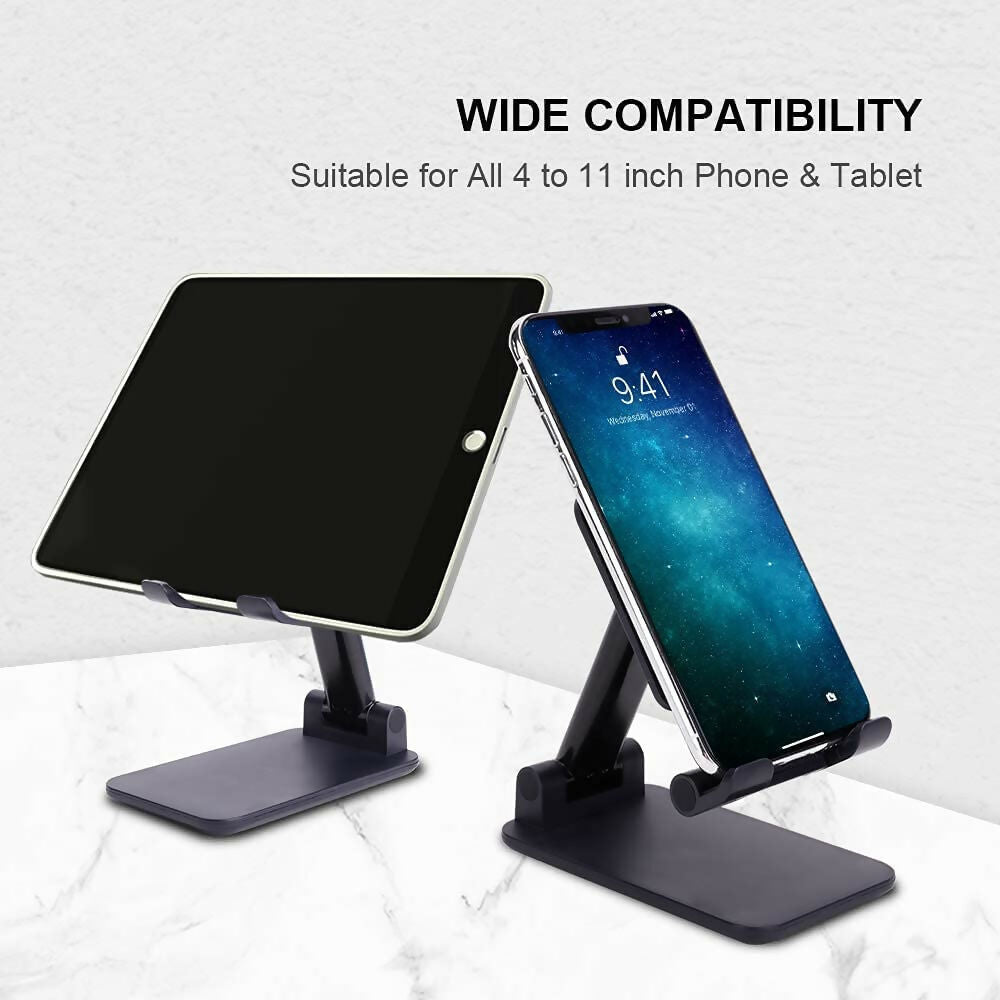 Adjustable Foldable Cell Phone & Tablet Stand Height & Angle Adjustable, Case-Friendly Dock for Phone, iPad, Kindle