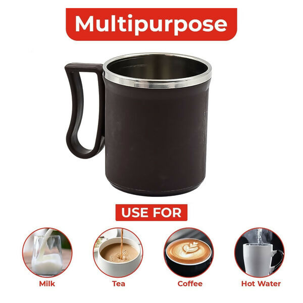 Stainless Steel Coffee Mug with Lid and Handle Plastic Cover 200ml (Random Color)