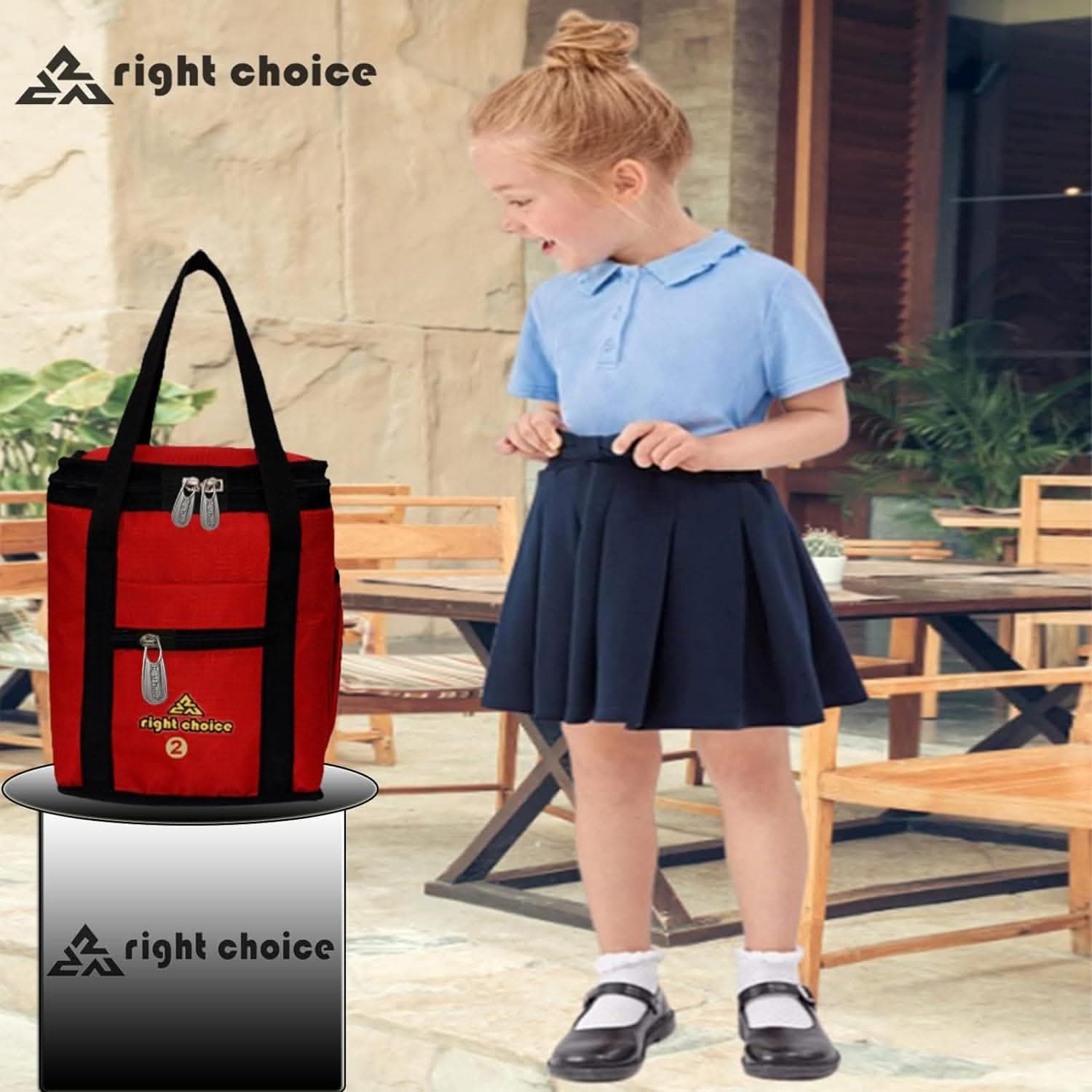 Right Choice Polyester Silk Multicolour Lunch Bag Combo (Pack of 2)