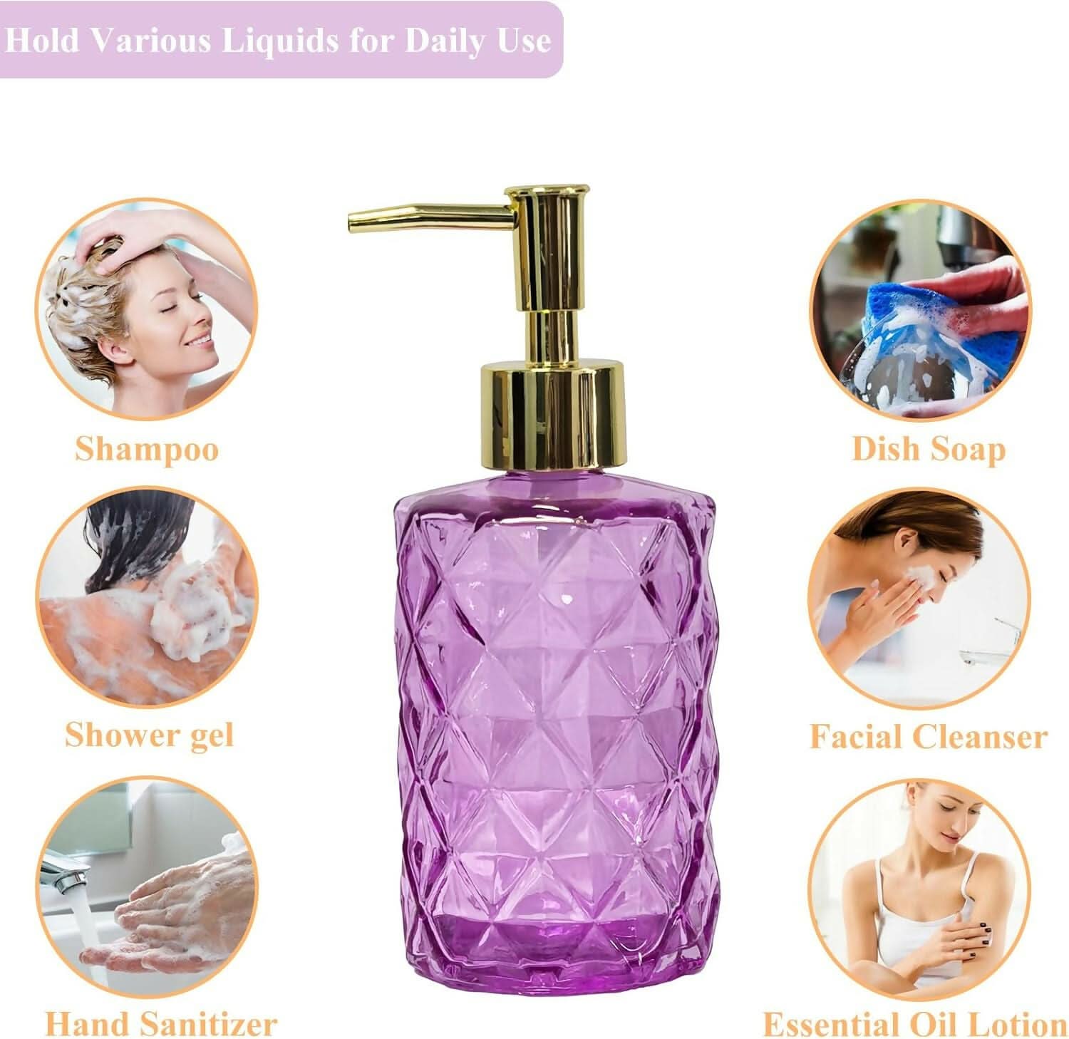 Glass Soap Dispenser with Plastic Pump for Bathroom & Kitchen (500ml)