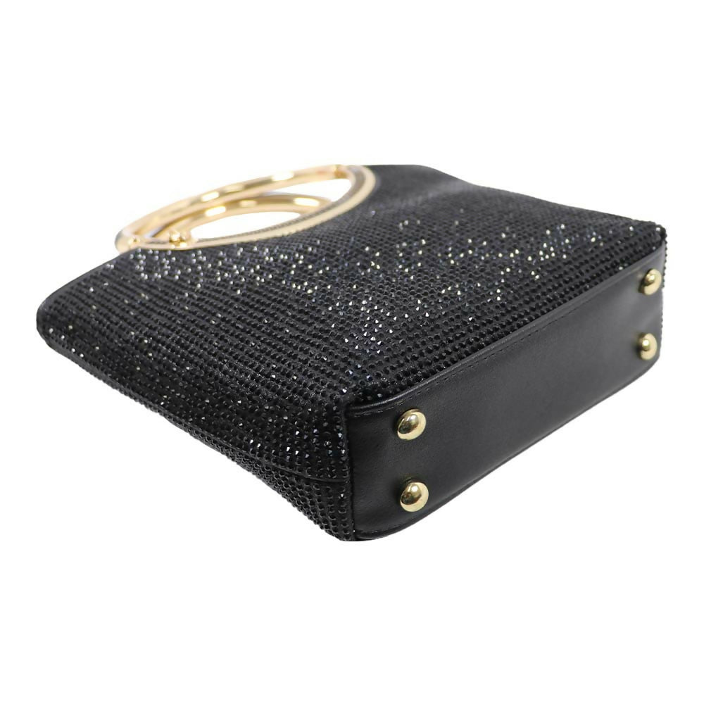 Crystal clutch handBag with Dual Gold Metal Ring Handles – Luxe Evening Bag