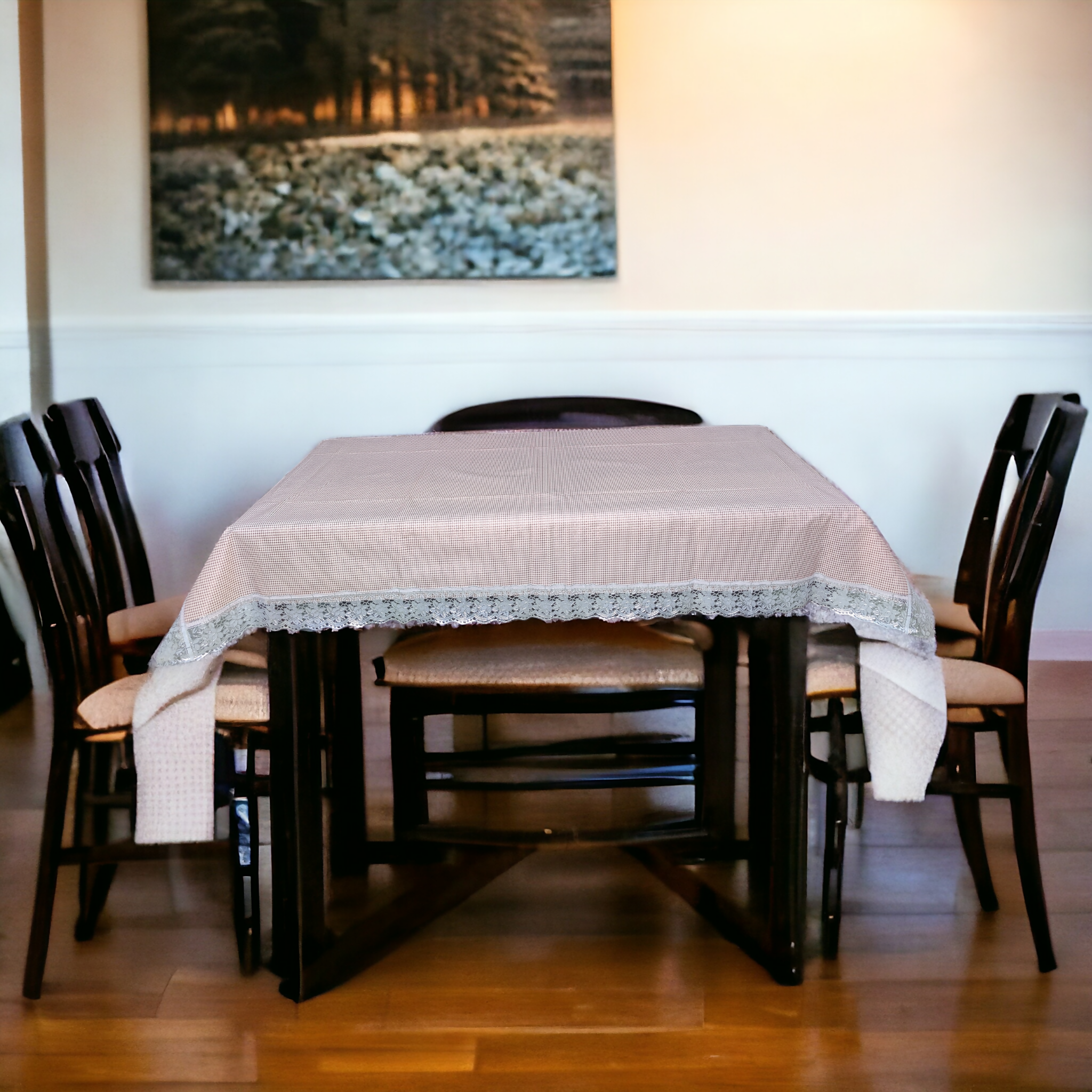 Mopak Decor Table Cover 3D Medium Size 2 to 4 Seater (40*60,Red) Classic Table Cover Printed Table Cover with Lace Centre Table Cover Rectangular Table Cover Dining table cover