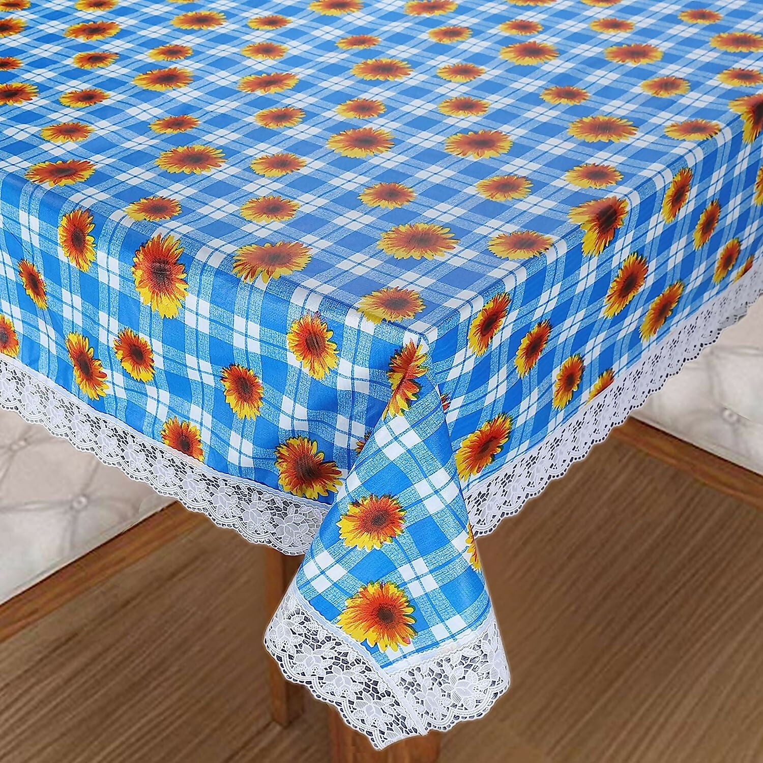 Mopak Decor 3D Printed Table Cover with Lace (40x60) for 4-Seater – Rectangular Dining and Centre Table Cloth