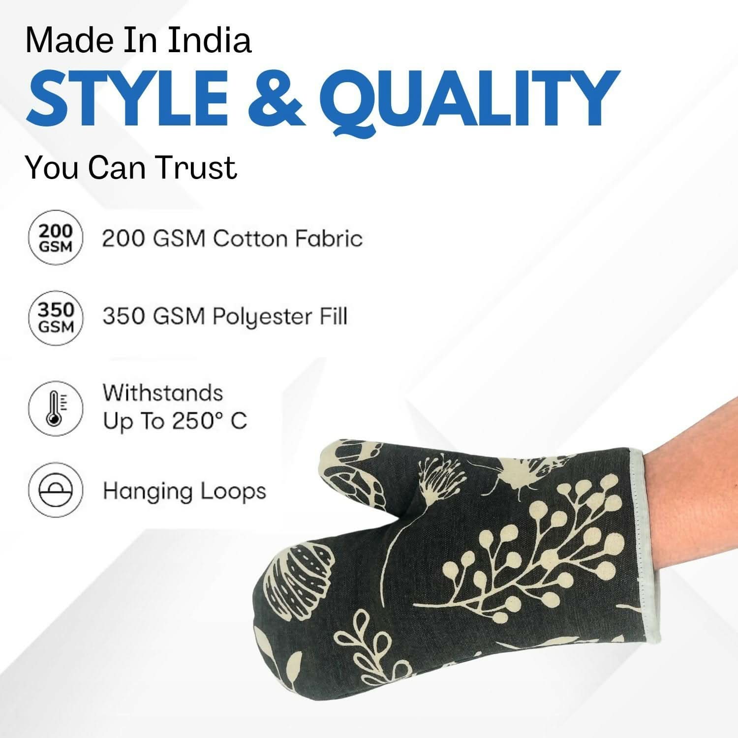 Baking Oven Gloves – 1 Piece, Assorted Colors & Design