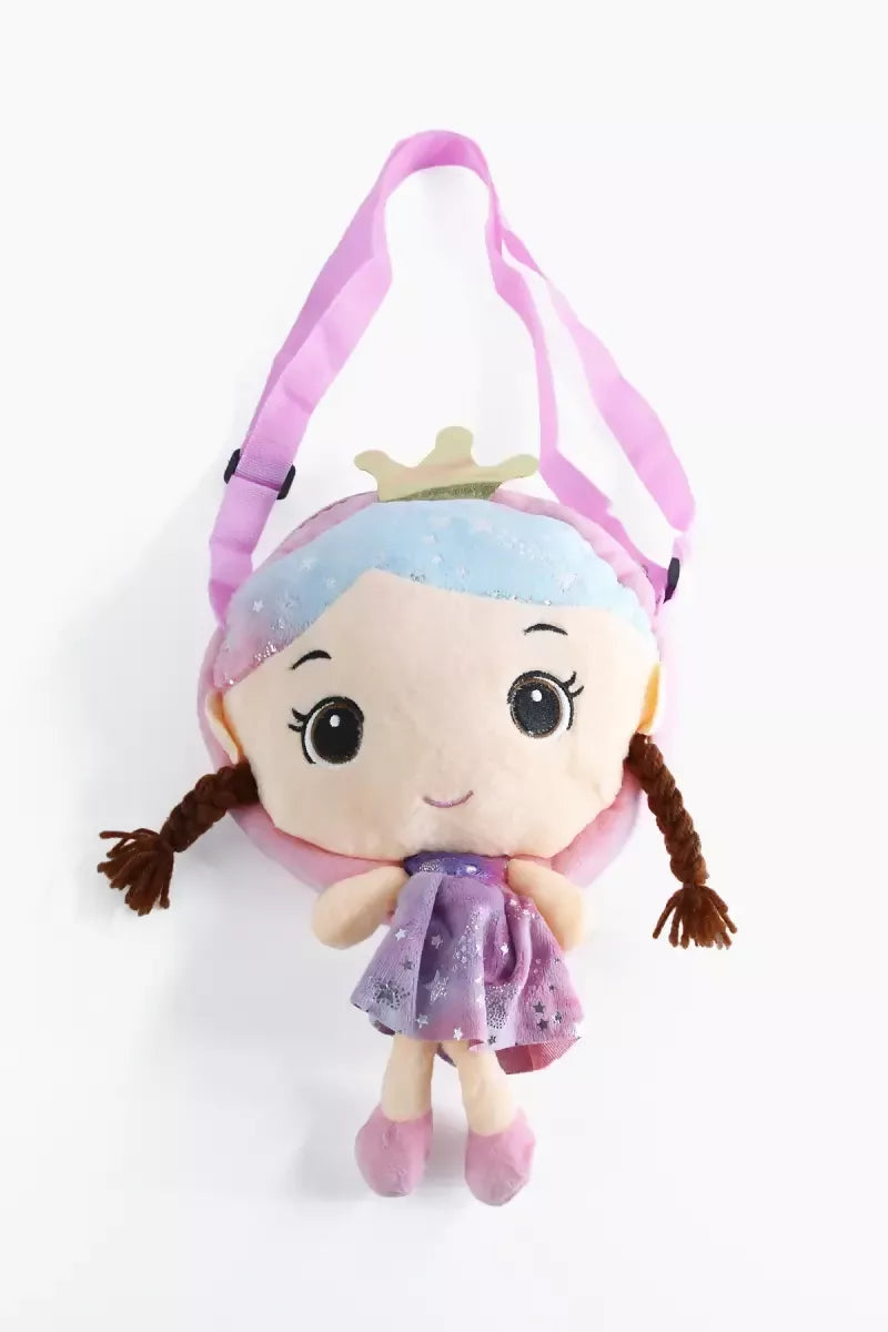 Cute Soft Doll Sling Bag for Girls - Pink