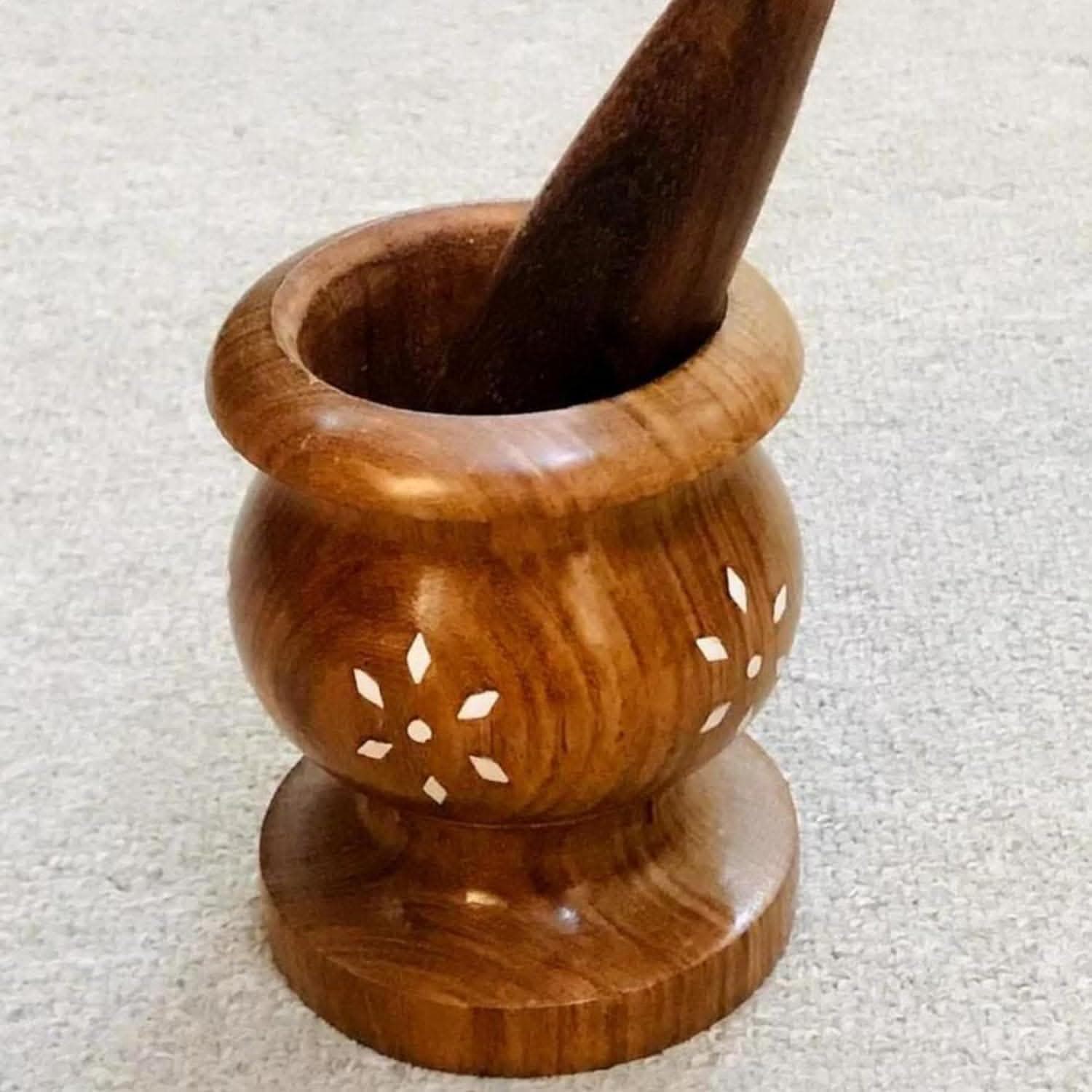 Santarms Wooden Okhli (Polished Rosewood)