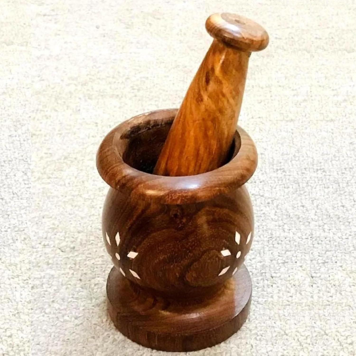 Santarms Wooden Okhli (Polished Rosewood)