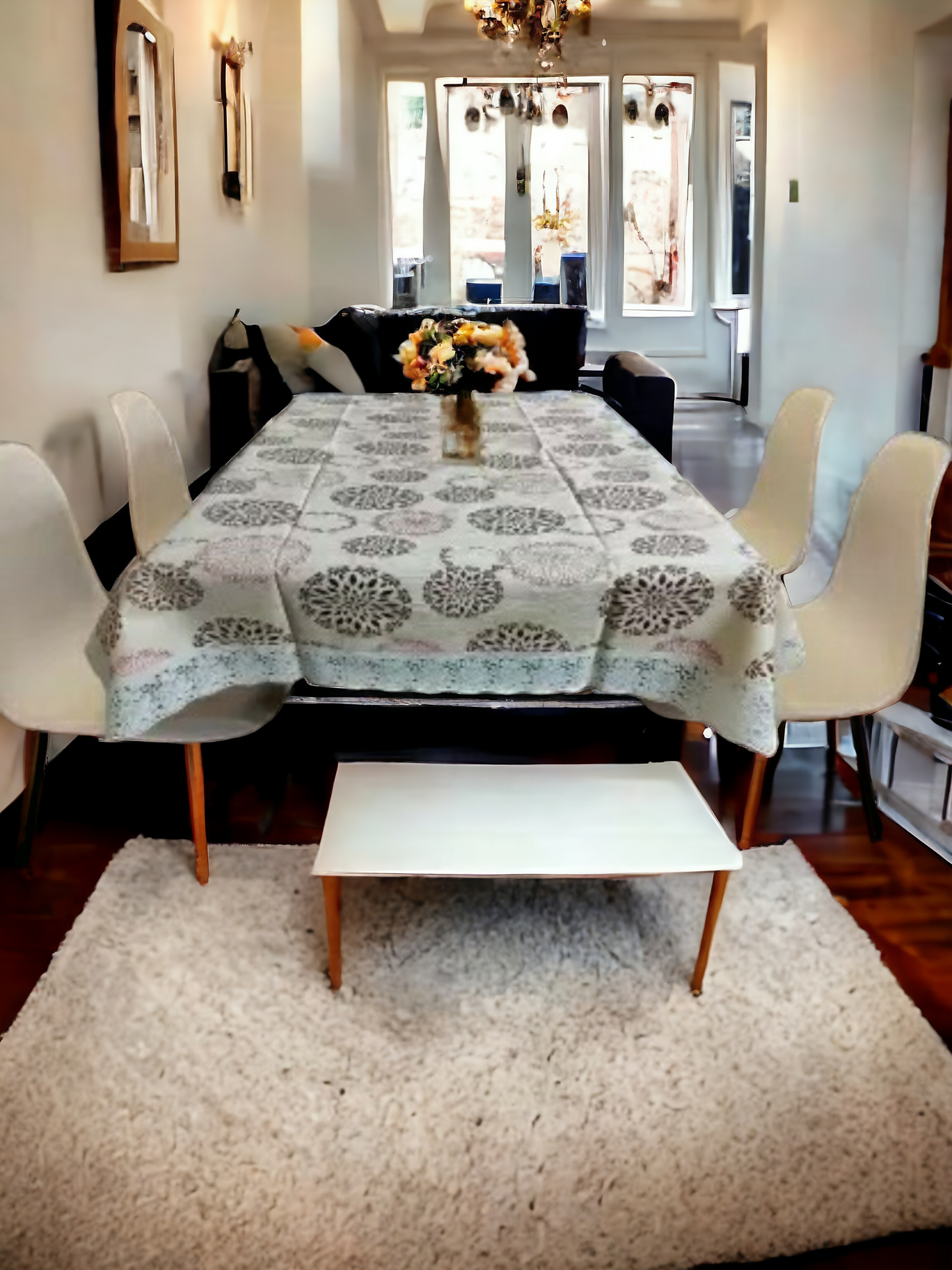 Mopak Decor Elegant & Classic 3D Lace Table Cover (Brown Red Colour)