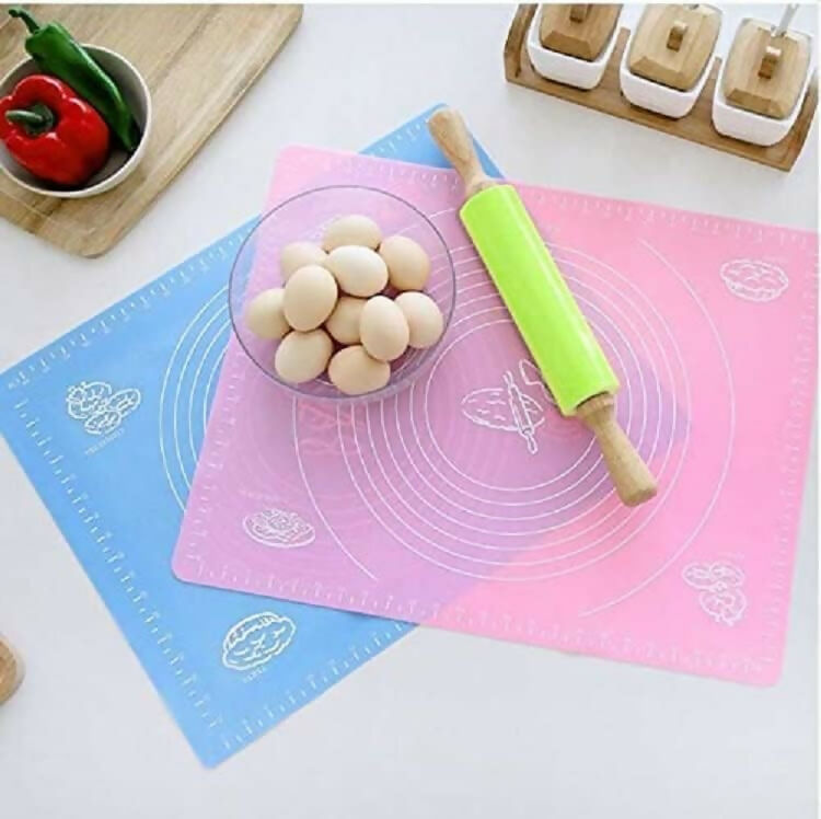 Silicone Non-Stick Atta Kneading & Baking Mat (50x40 cm, Multicolor)