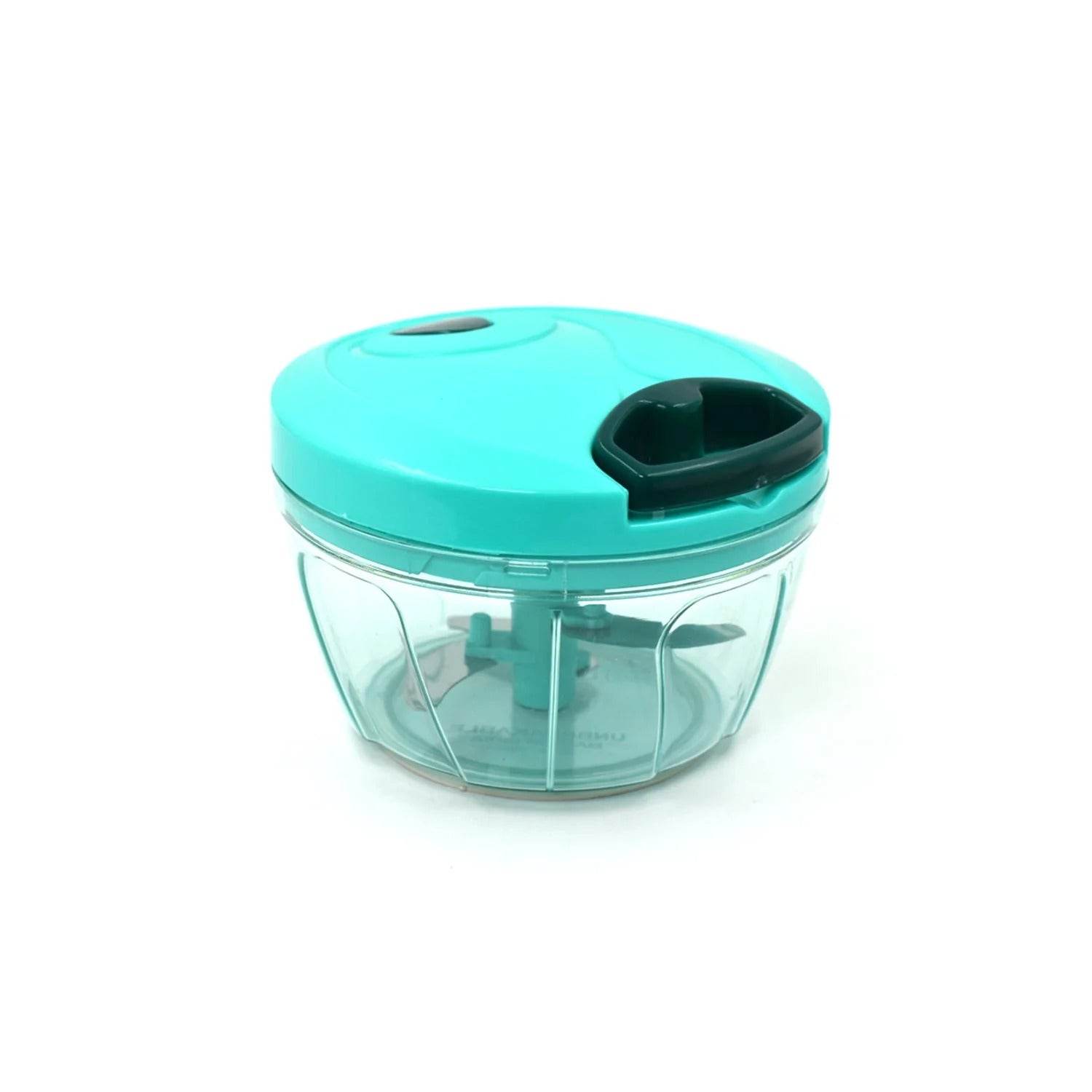 Bachat Club smart mini chopper with turquoise lid and clear container for kitchen use