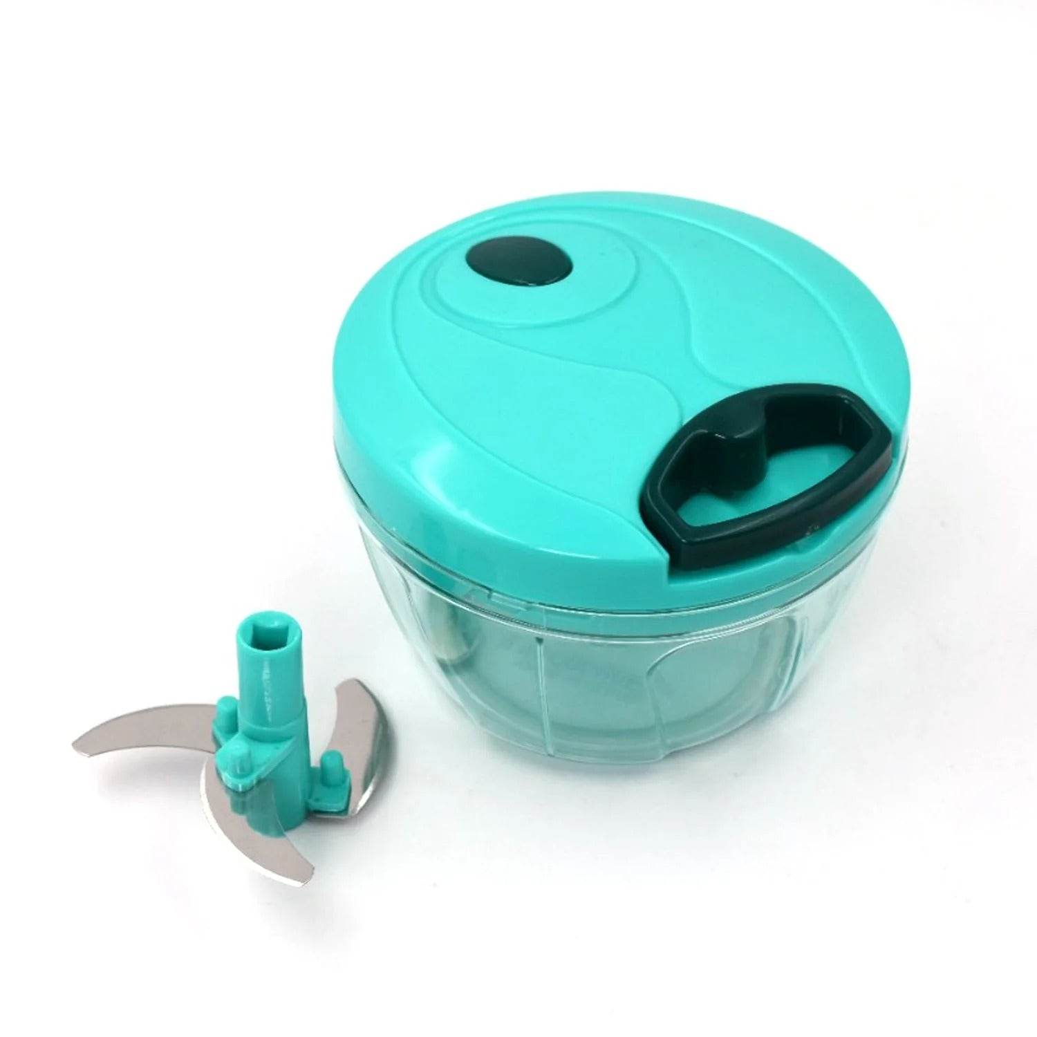 Bachat Club smart mini chopper with turquoise lid and removable blades for compact food chopping