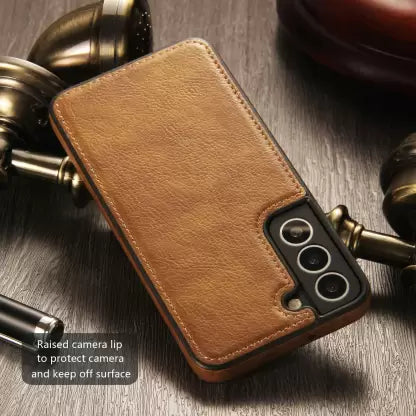 Puloka Brown Leather Case for Samsung S21 FE