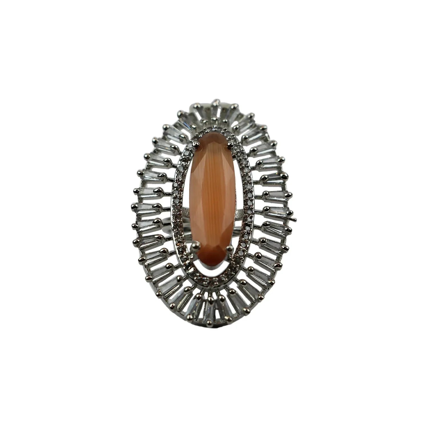 Oval Ring with Vibrant Orange Gemstone – Elegant Statement Jewelry for Women