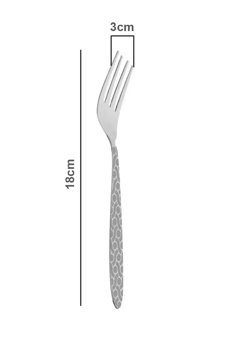 Prabha Stainless Steel Flora Dessert Fork Set - 18cm (6 pcs)