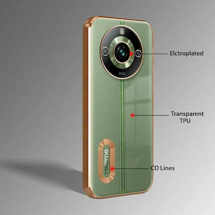 Gold 6D Chrome Logo Cut Transparent Case for Realme 11 Pro Plus