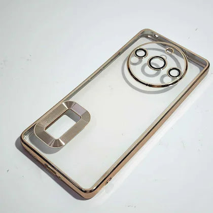 Gold 6D Chrome Logo Cut Transparent Case for Realme 11 Pro Plus