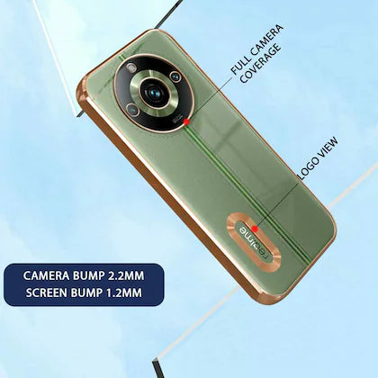 Gold 6D Chrome Logo Cut Transparent Case for Realme 11 Pro Plus