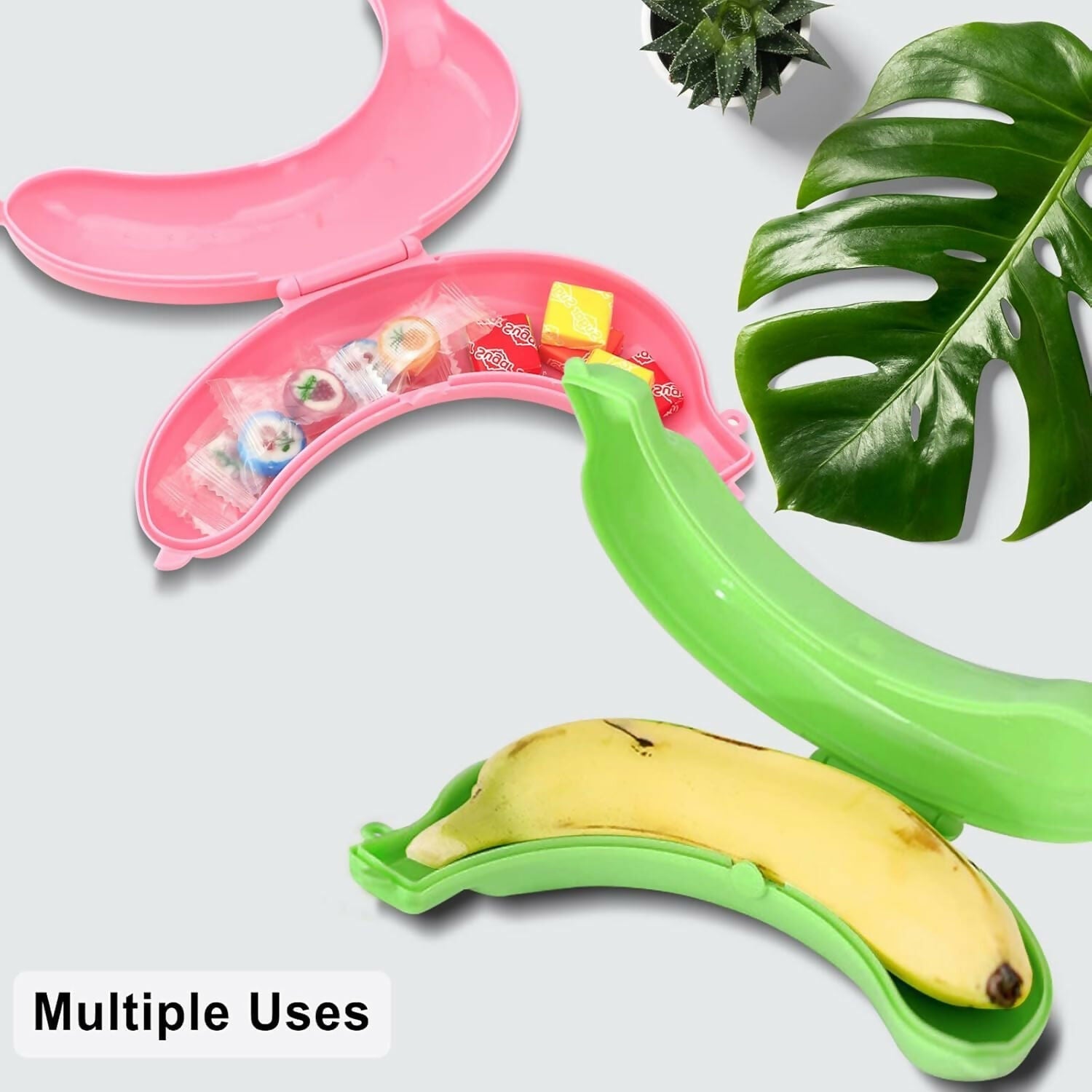 Plastic Banana Food Storage Container, Banana Case Cover (Multicolour) 1 Pack