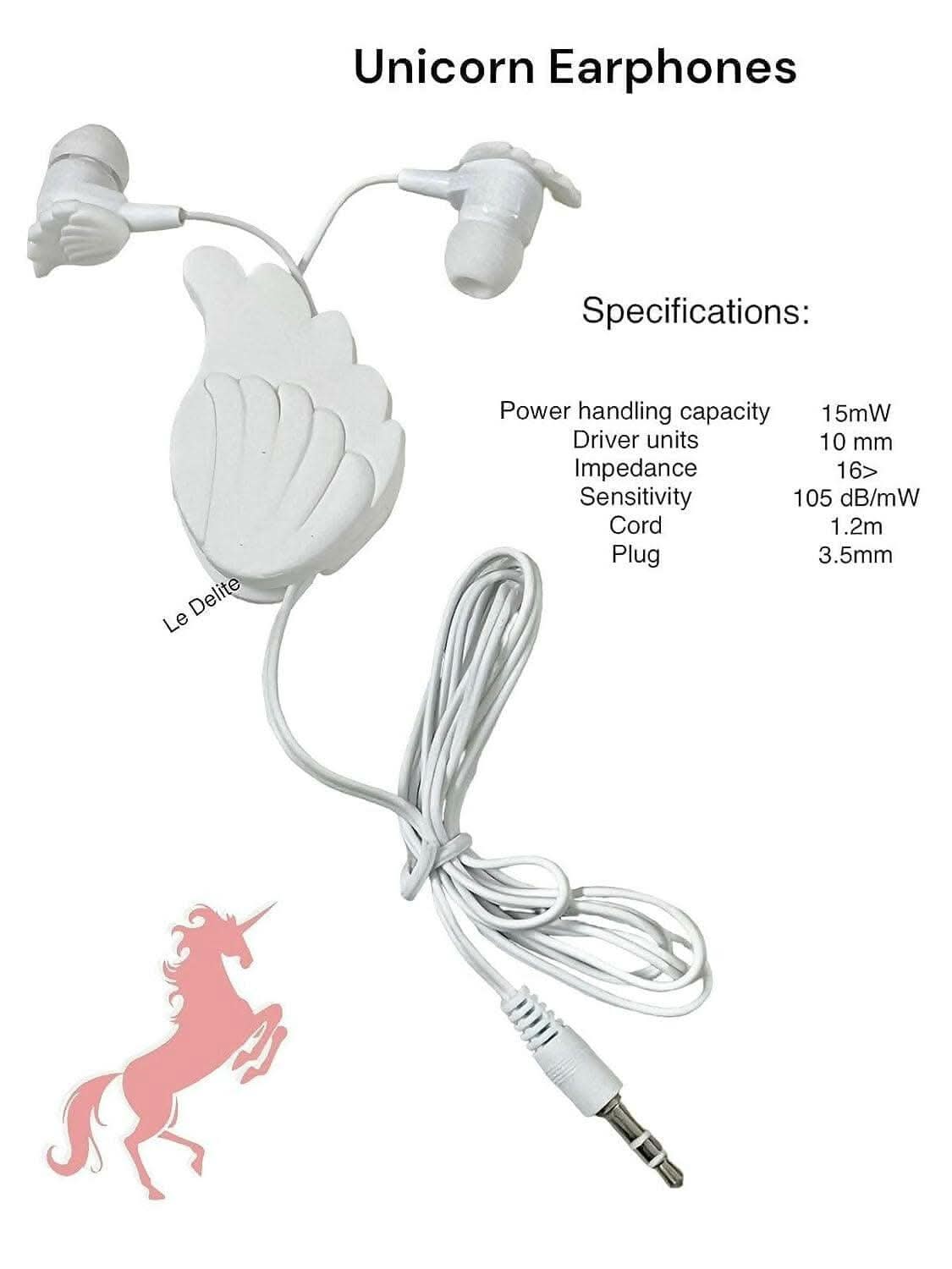 Unicorn Theme Earphones (White)