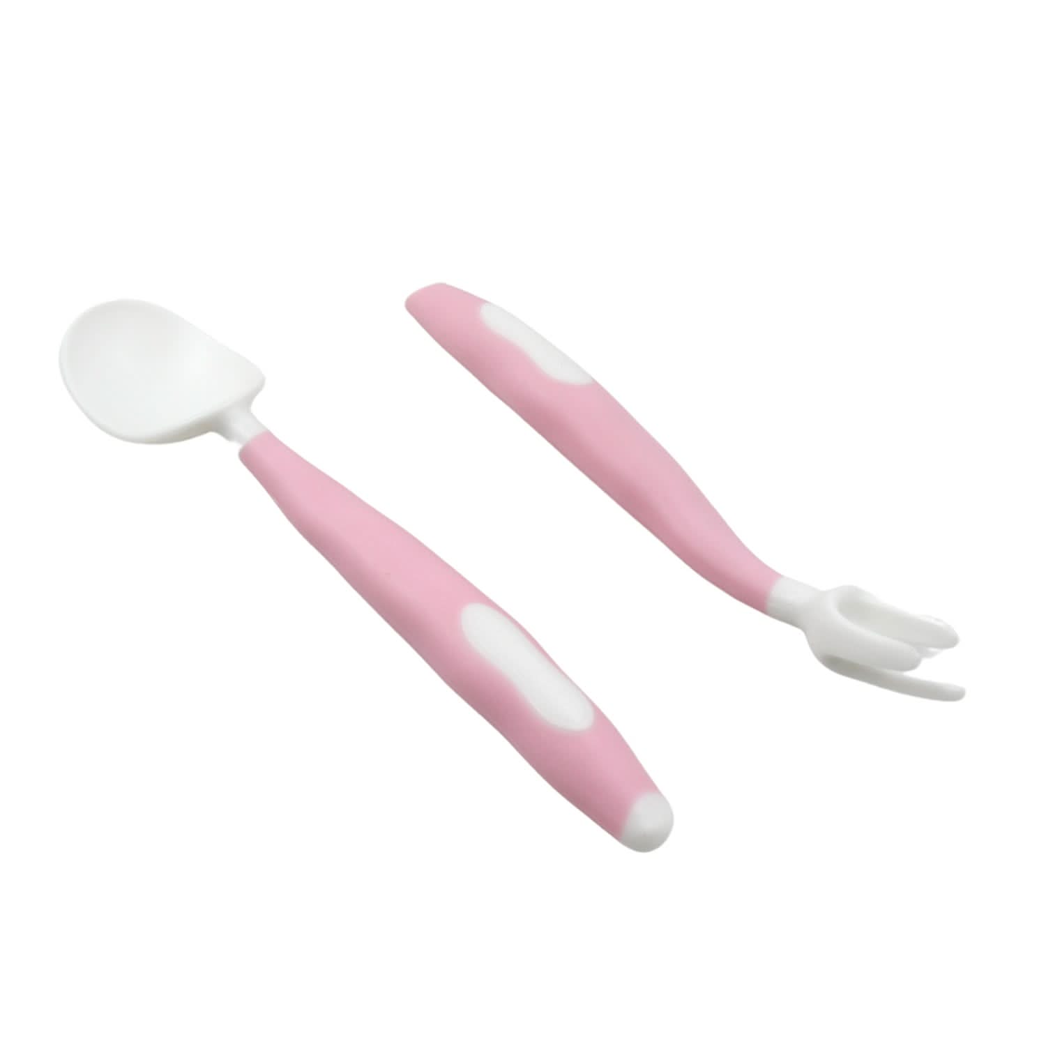 Silicone Bendable Baby Spoon & Fork Set (2 Pc) – Toddler Self-Feeding Utensils with Travel Case