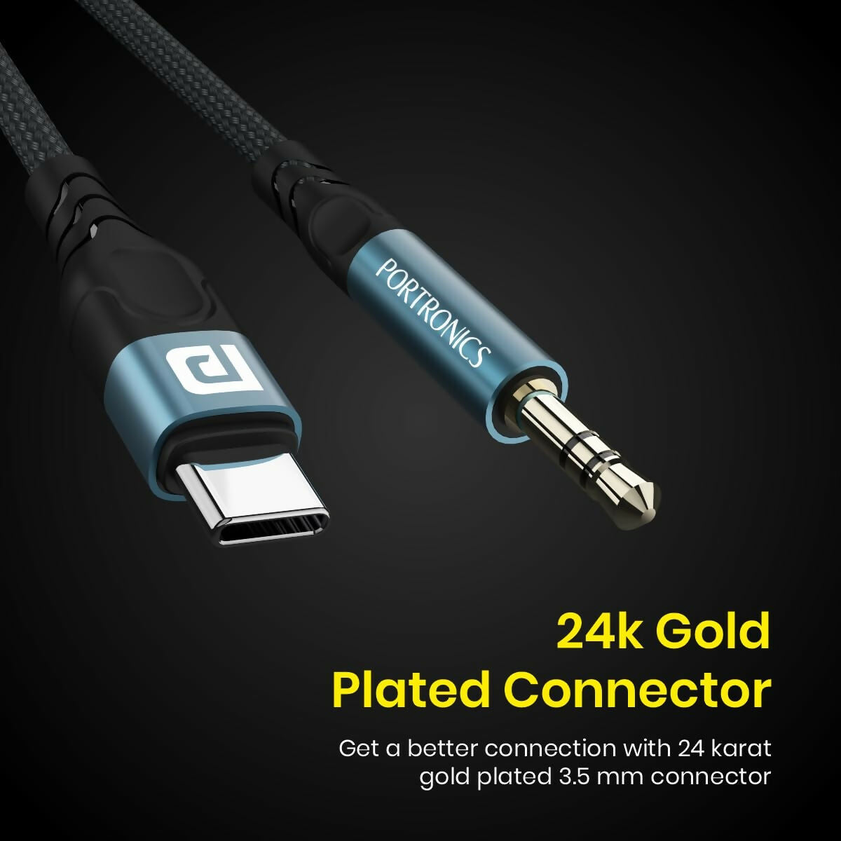 Portronics iKonnect C MAX: USB-C to 3.5mm Hi-Fi Audio Adapter (Black)