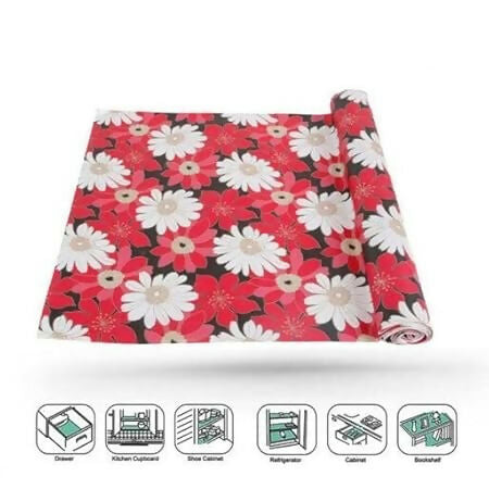 Mopak Decor Shelf Liner used for Wardrobe kitchen cabinet Drawer Slab Roll - (Red)