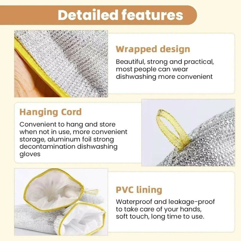 Anti-Scalding Stainless Steel Wire Gloves Reusable Kitchen & Cleaning Gloves (1 Pair)