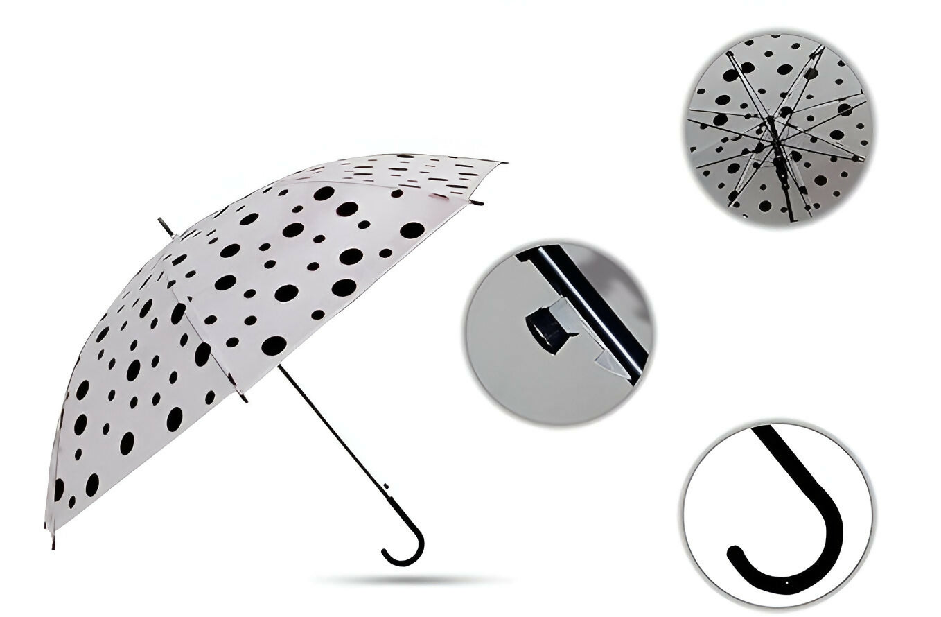 Dotted Design Waterproof Folding Umbrella for Rain & Sun Protection (Random Color)