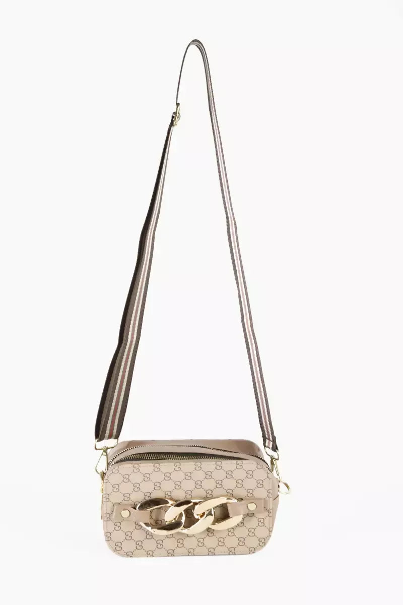 Printed Casual Sling Bag for Women - Khaki