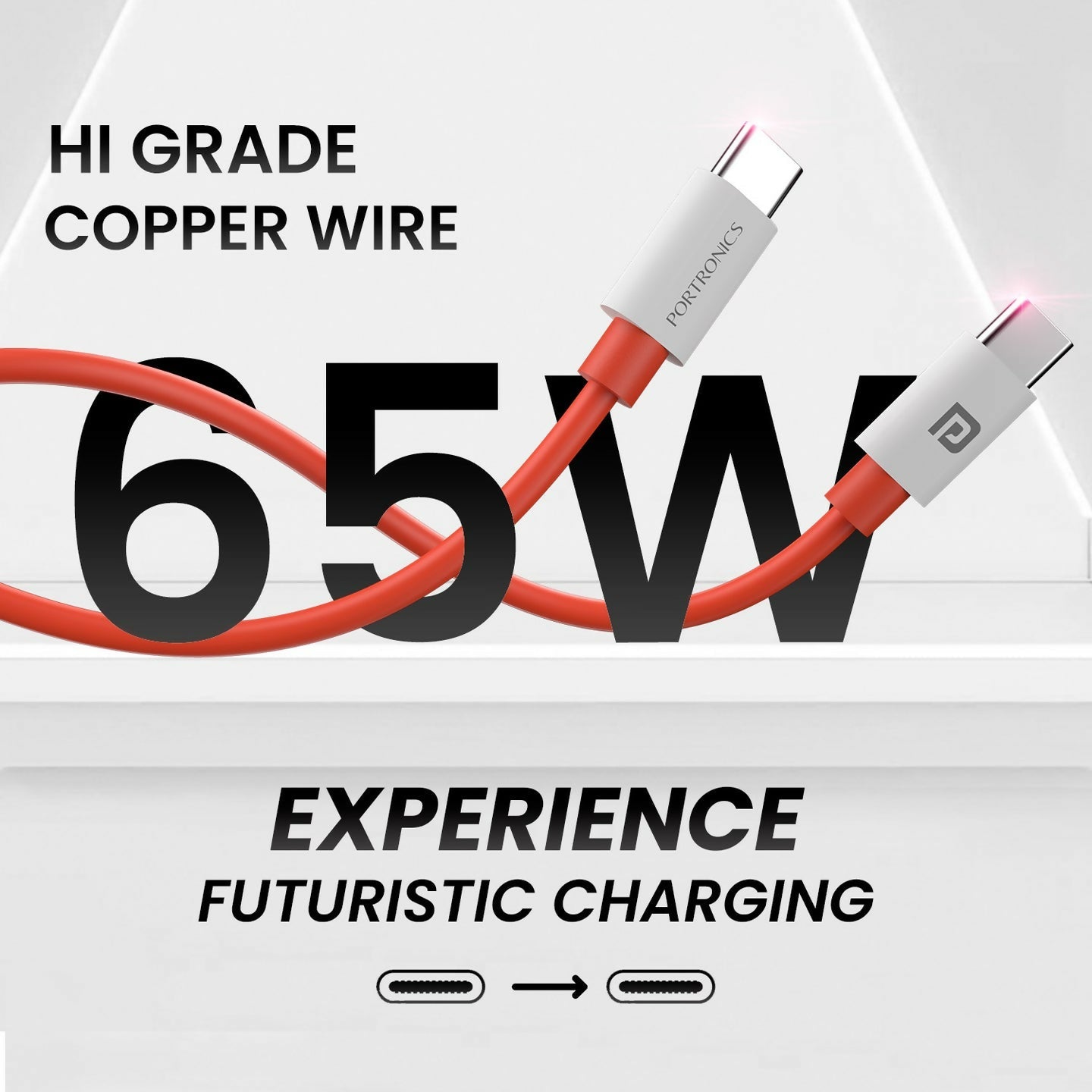 65W Fast Charging USB-C to USB-C Cable by Portronics – Dash Max (1 Meter)