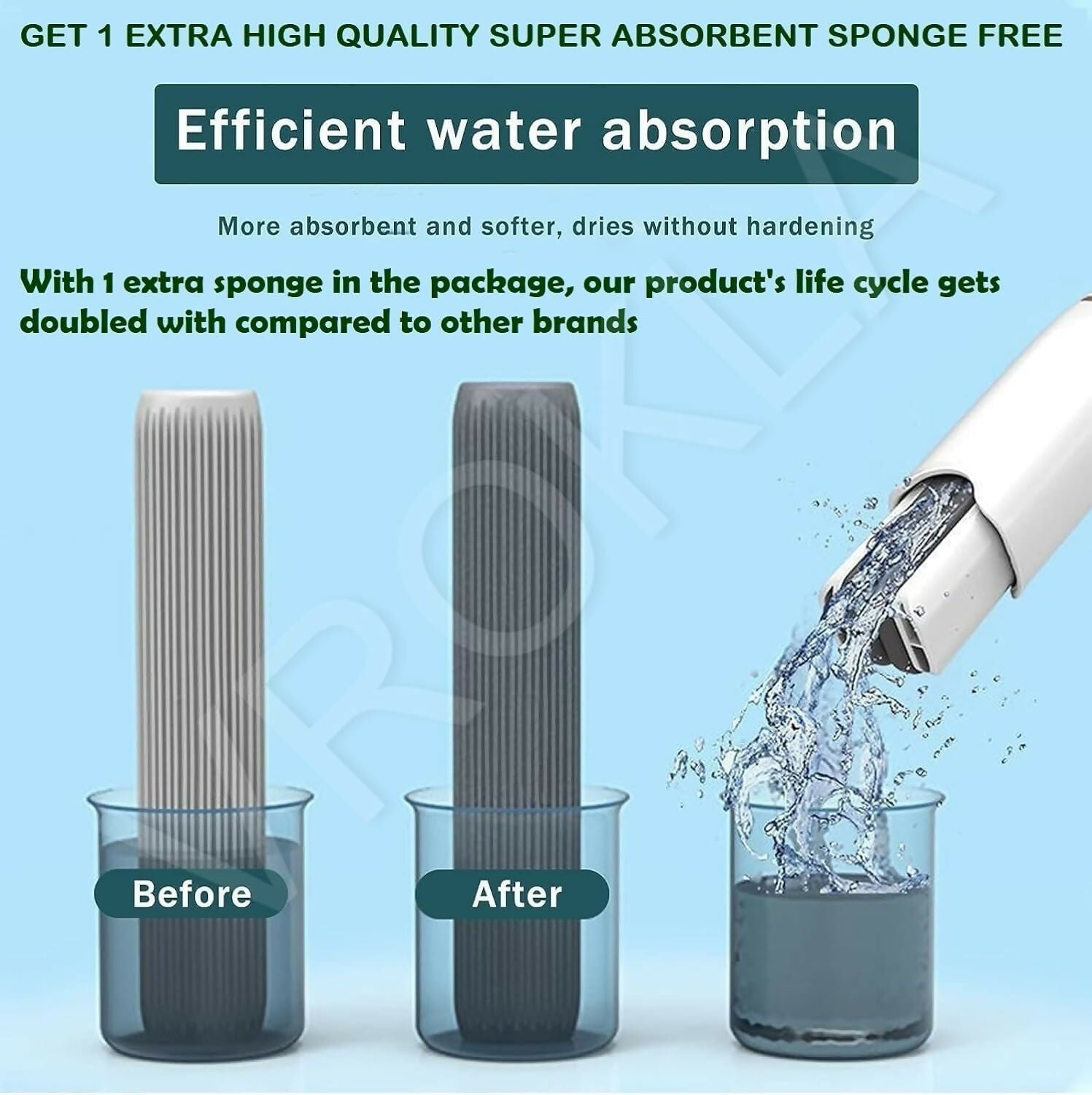 Portable Mini Self-Squeeze Mop with 2 Sponges Wet & Dry Use