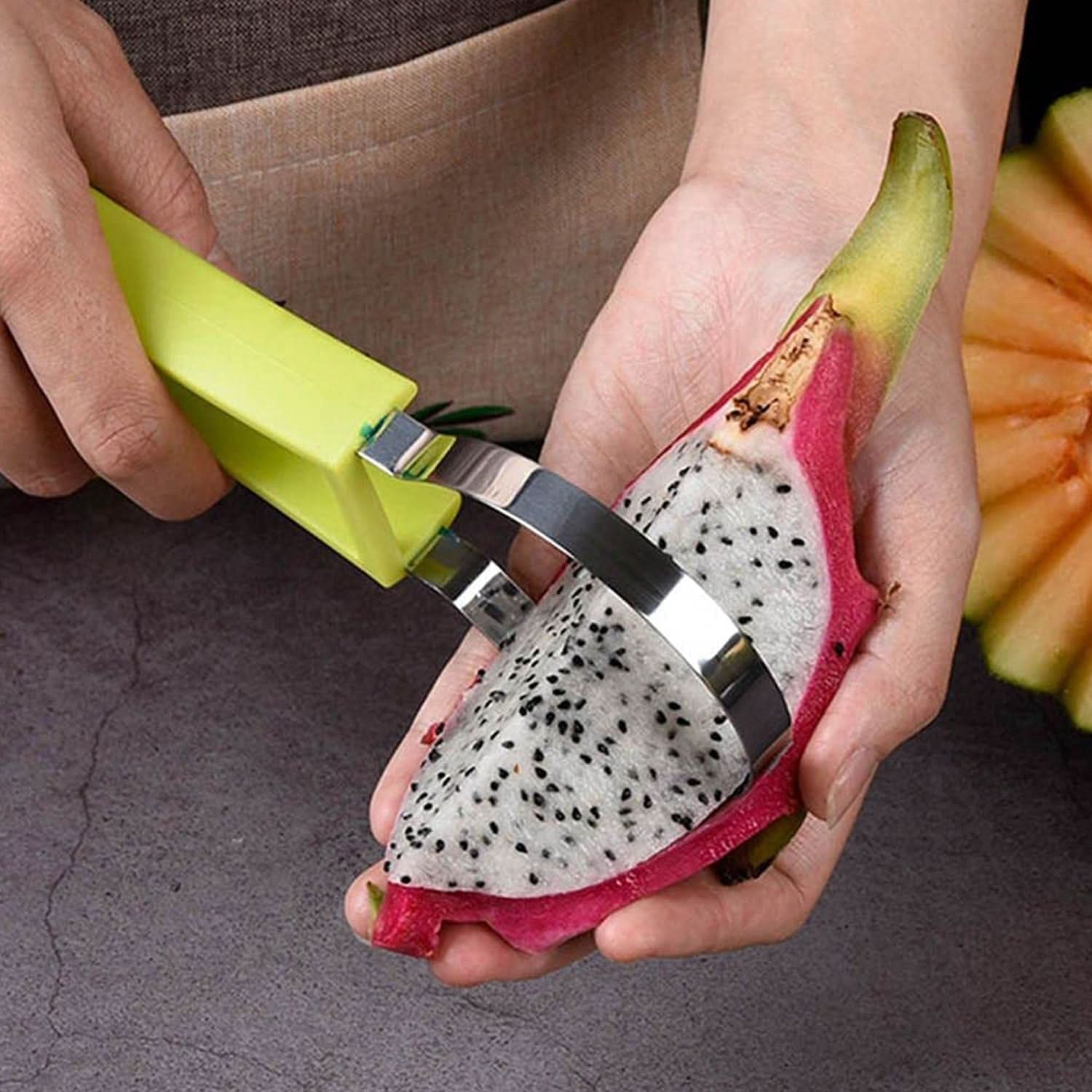 4 In 1 Stainless Steel Melon Baller Seed Remover Sorbet Dessert Ball Spoon Fruit Digging Spoon Double Sided Fruit Scooper Watermelon Baller Scoop