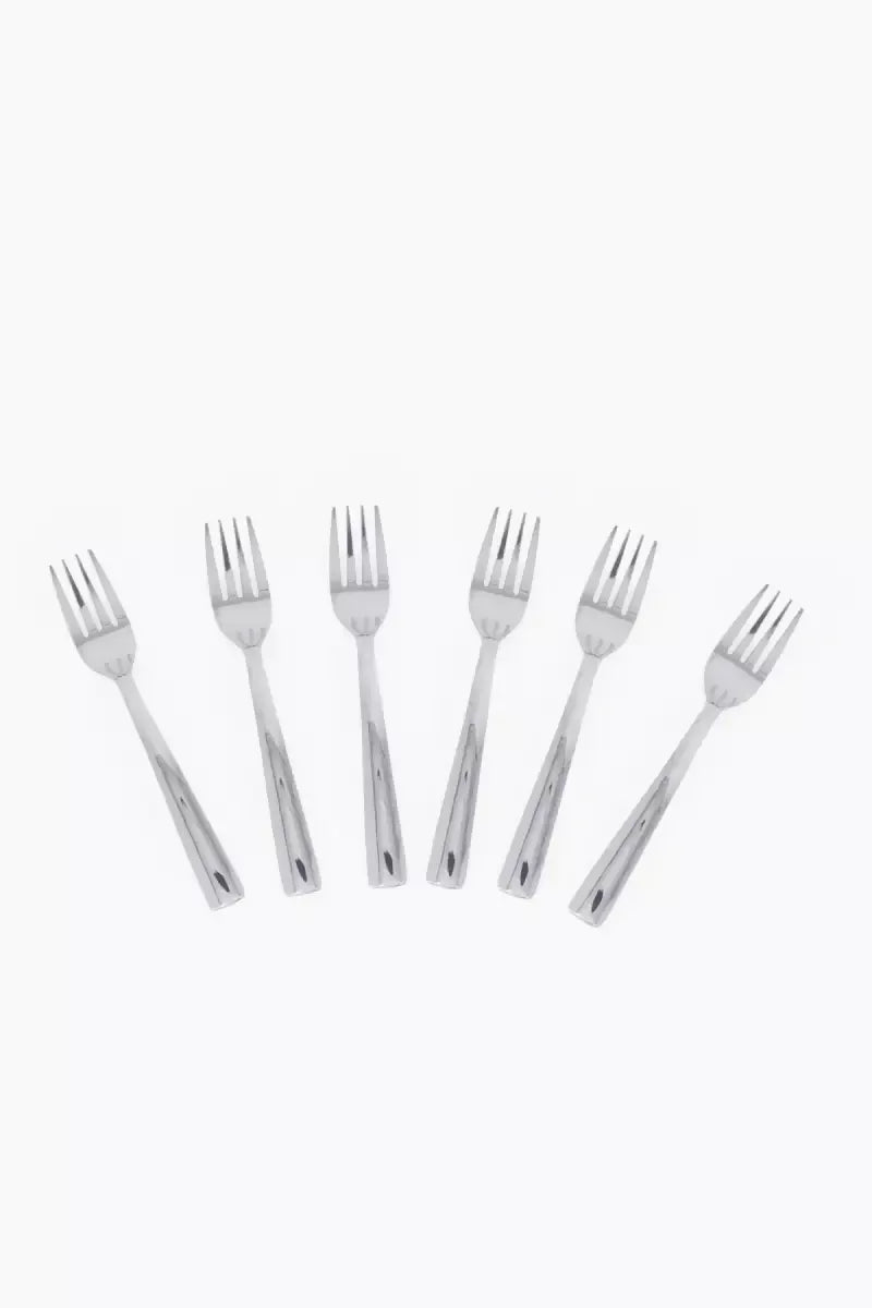 Prabha Stainless Steel Petal Dessert Plain Fork Set - 19cm