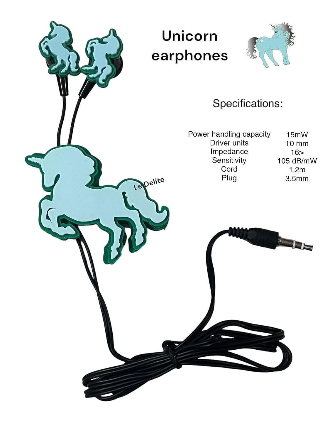 Unicorn theme earphones sky blue