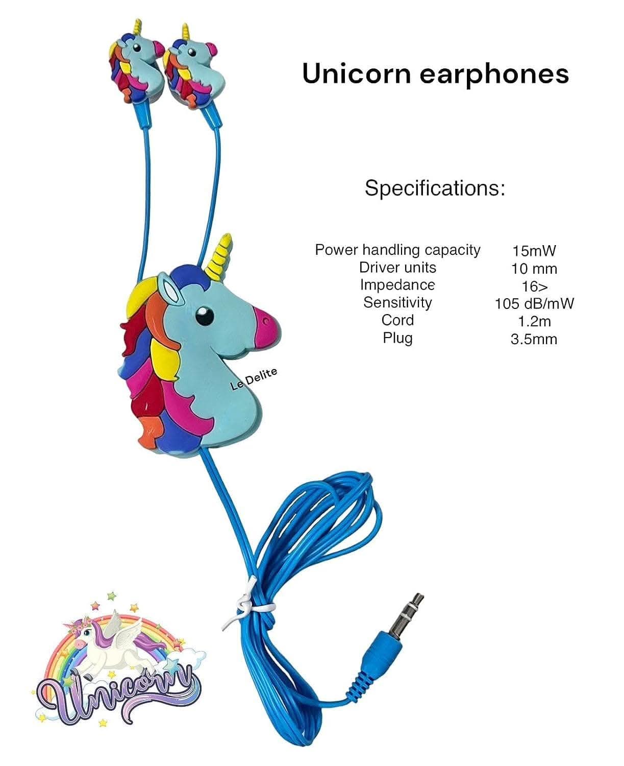 Unicorn theme earphones multicolor