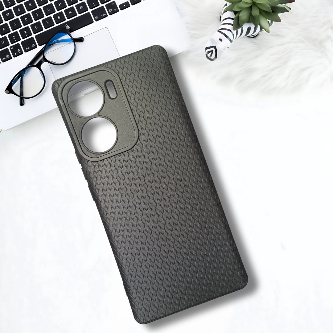 Black Line Wave Silicone Case for Vivo V29E