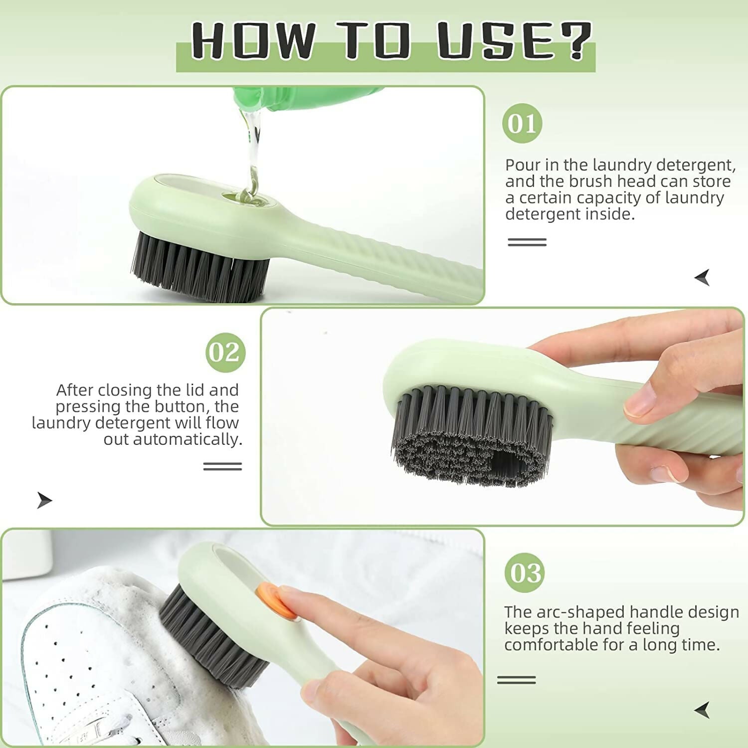 2-in-1 Scrubbing Brush with Built-in Soap Dispenser – Multipurpose Cleaning Brush for Shoes, Clothes & Household Use