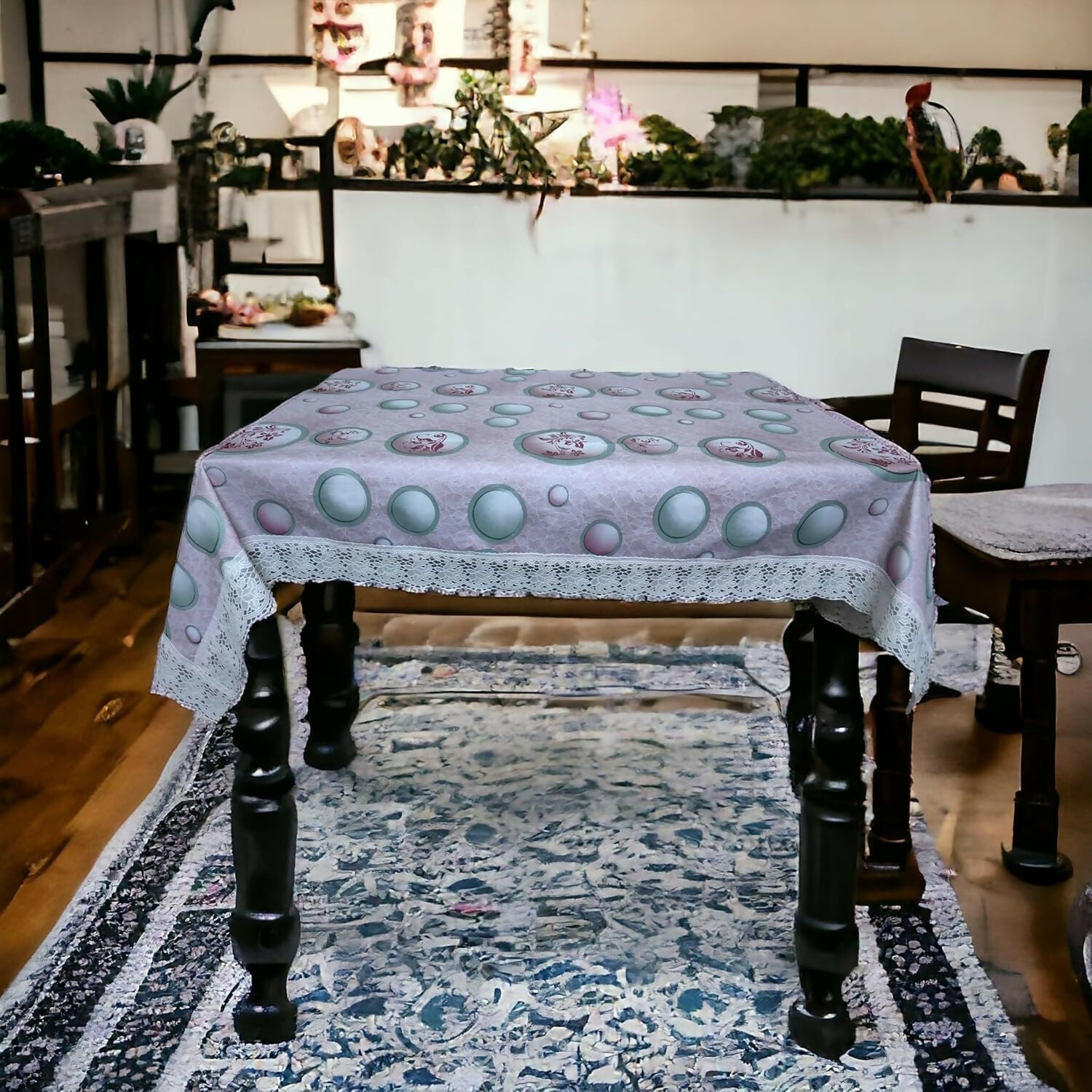 Mopak Decor 3D Printed Table Cover with Lace – Rectangular Dining and Centre Table Cloth