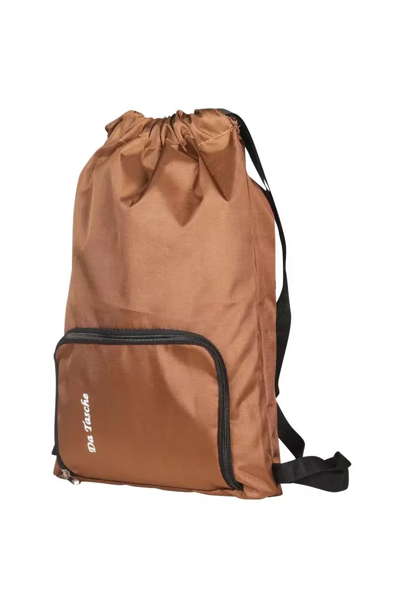 Double Shoulder Travel Drawstring Backpack for Unisex - Brown