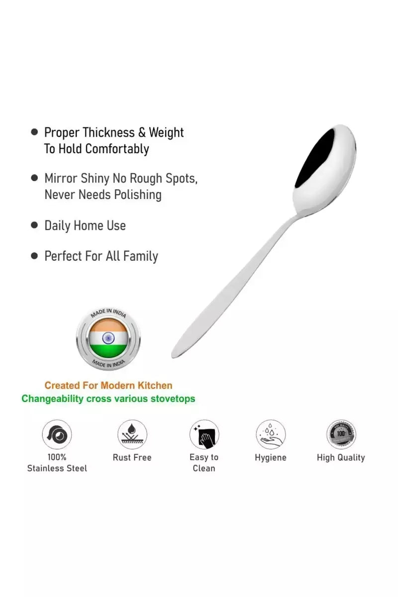 Prabha Stainless Steel Classic Tea Spoon Set - 14cm