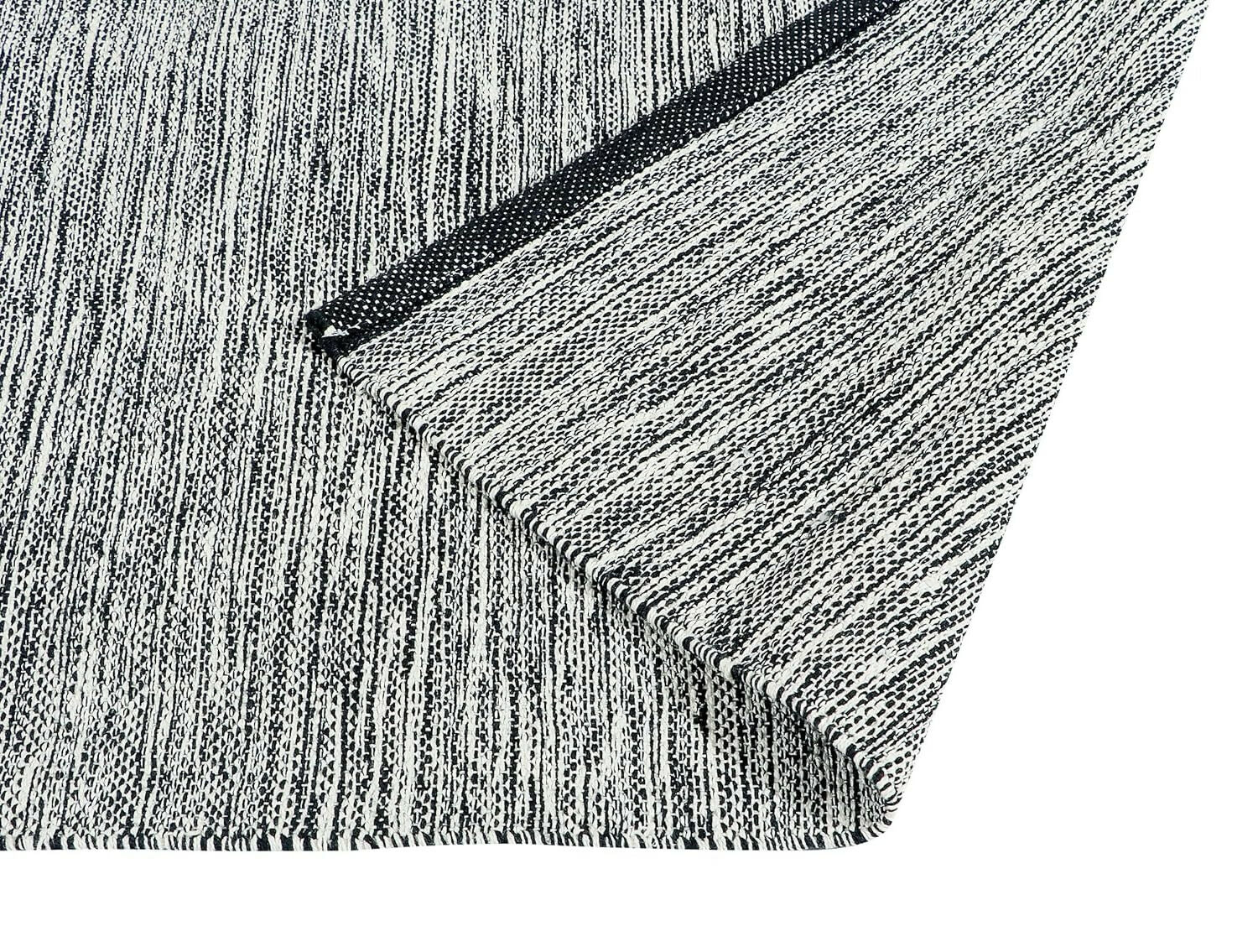 AaHo Eco-Friendly Cotton Rug Reversible Runner for Home Decor (2x5 ft) - black and white