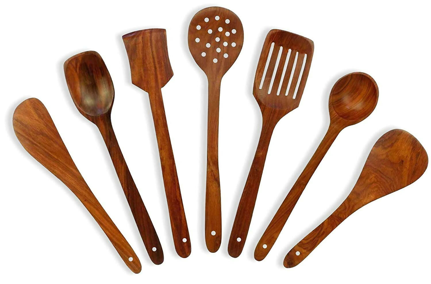 wooden cooking kitchen tools handmade and silicon spatula brush (Combo of 9 pcs)